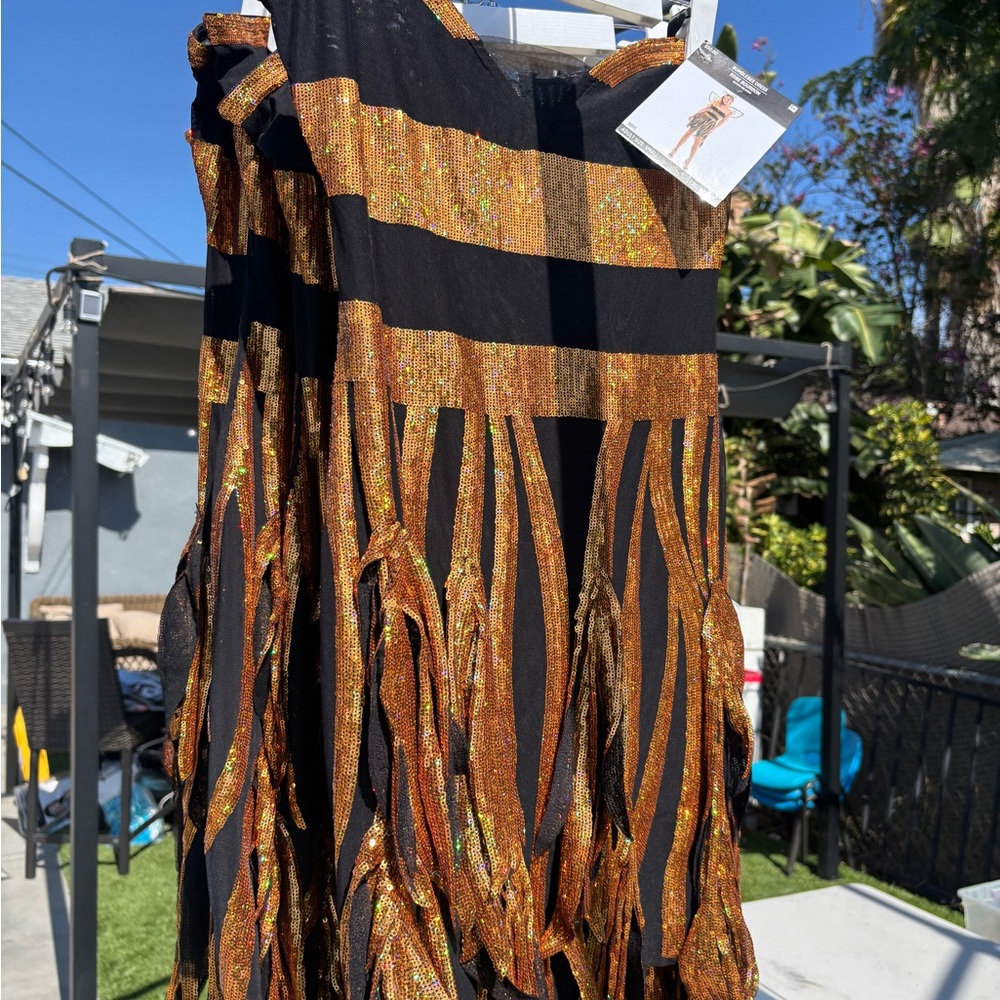 Black and Gold Fringe bee Dress